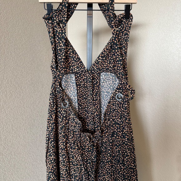 Free People‎ C'est La Vie Mini Dress Floral Halter Open Back Tie Womens Size L - Picture 4 of 7
